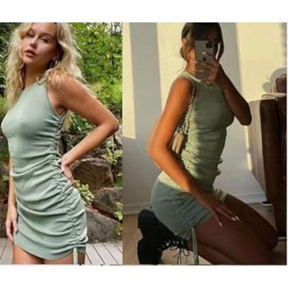 Myheat MH Women's Size Medium Seafoam Green Sleeveless Bodycon Mini Dress - Picture 1 of 10